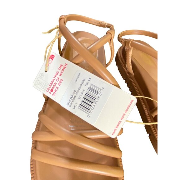 Roxy Tan Strappy Sandals Size 7 Nude Tan Comfy Boho Minimalist Cute Neutral Y2K - Picture 4 of 6